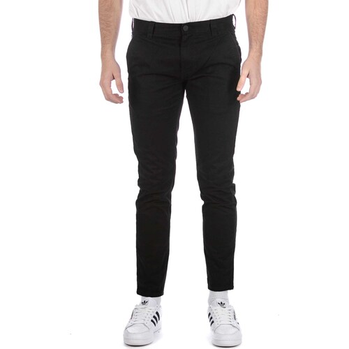 Textiel Heren Broeken / Pantalons Ck Jeans Pantaloni Calvin Klein Skinny Washed Chino Nero Zwart