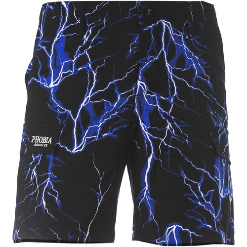 Textiel Heren Korte broeken / Bermuda's Phobia Cargo Shorts With Blue All Over Lightning Zwart