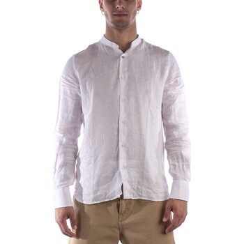 Textiel Heren Overhemden lange mouwen Sl56 Camicia Coreana  Lino Bianco Wit