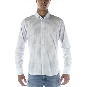 Textiel Heren Overhemden lange mouwen Sl56 Camicia  Bianco Azzurro Wit