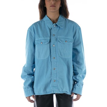 Textiel Heren Overhemden lange mouwen Calvin Klein Jeans Camicia  Shirt Jacket Azzurro Marine