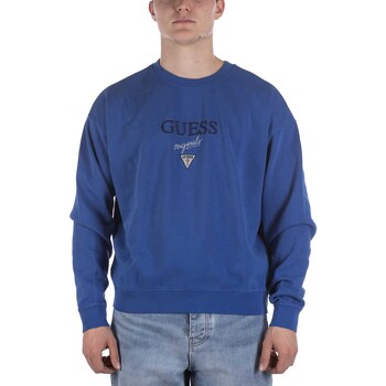 Textiel Heren Fleece Guess Felpa  Go Baker Logo Crewneck Blu Blauw