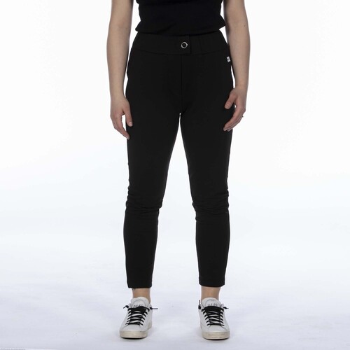 Textiel Dames Broeken / Pantalons Noumeno Concept Pantalone Noumeno Felpa Stretch Doppia Tasca Nero Zwart