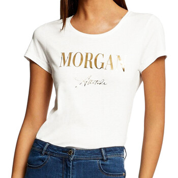 Textiel Dames T-shirts korte mouwen Morgan  Wit
