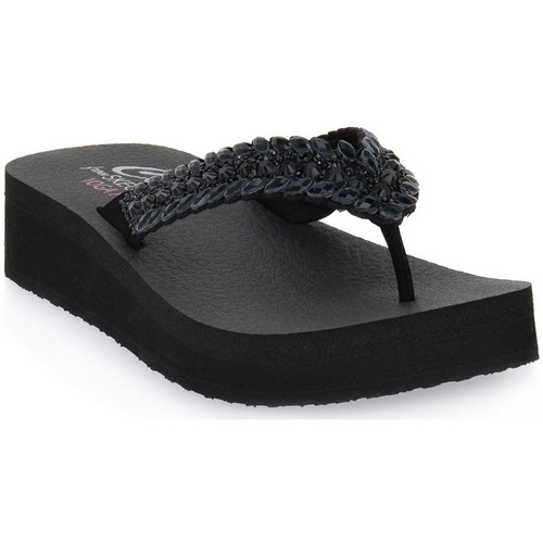 Schoenen Dames Leren slippers Skechers BBK VINYASA LOVELY Zwart