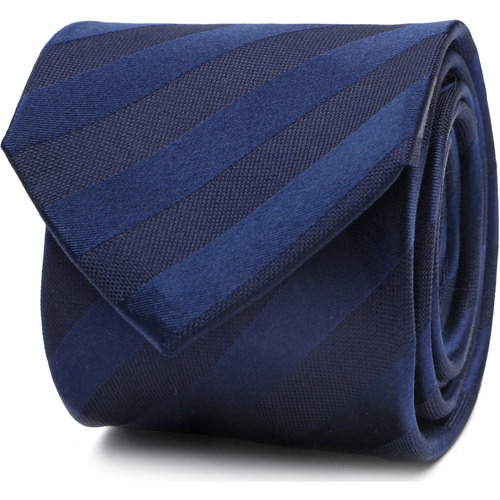 Textiel Heren Stropdassen en accessoires Suitable Stropdas Zijde Streep Navy Blauw