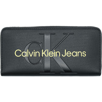 Tassen Dames Portefeuilles Calvin Klein Jeans Logo Zip Around Wallet Zwart
