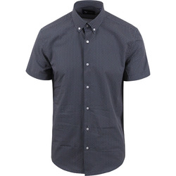 Textiel Heren Overhemden lange mouwen Suitable Short Sleeve Overhemd Print Navy Blauw