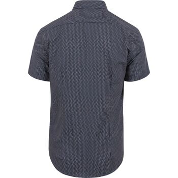 Suitable Short Sleeve Overhemd Print Navy Blauw