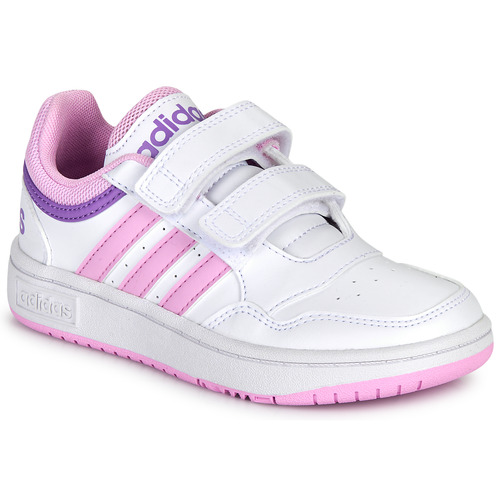 Schoenen Meisjes Lage sneakers Adidas Sportswear HOOPS 3.0 CF C Wit / Roze