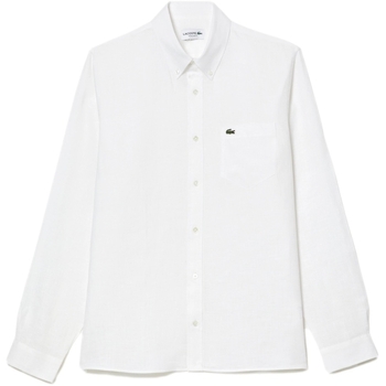 Textiel Heren Overhemden lange mouwen Lacoste Linen Casual Shirt - Blanc Wit