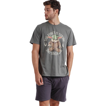 Textiel Heren Pyjama's / nachthemden Admas Baby Yoda Star Wars Pyjamabroek t-shirt Groen