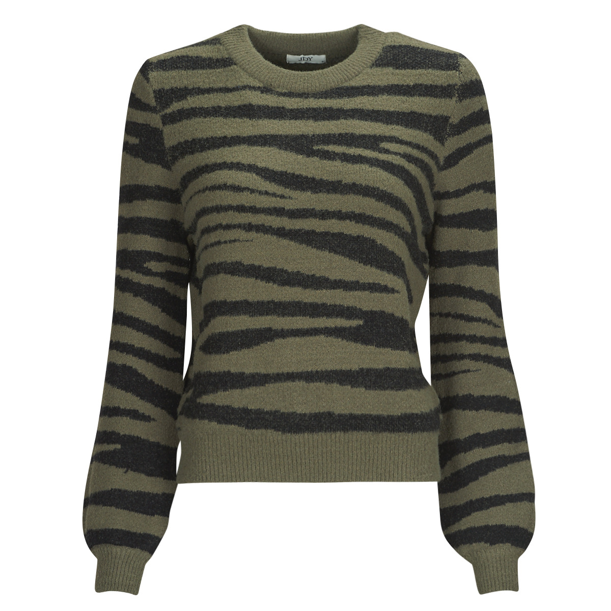 Jacqueline de Yong Trui Jdylorraine Animal L/s Pullover Knt 15292890 Kalamata/black Zebra Dames Maat - XL