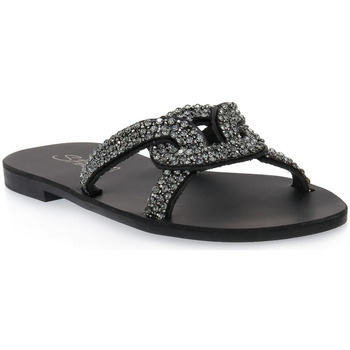 Schoenen Dames Leren slippers S.piero BLACK TR SOLE Zwart