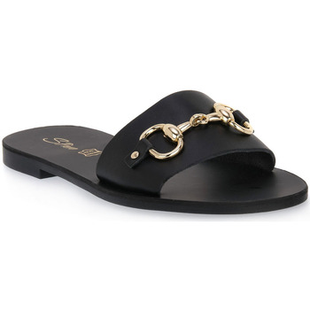 Schoenen Dames Leren slippers S.piero BLACK TR SOLE Zwart