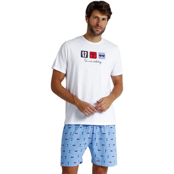 Textiel Heren Pyjama's / nachthemden Admas Pyjamashort t-shirt Summer Vakantie Wit