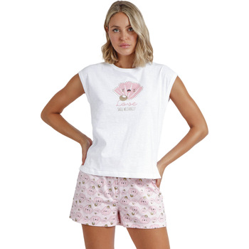 Textiel Dames Pyjama's / nachthemden Admas Pyjama's loungewear korte broek t-shirt Sea World Wit