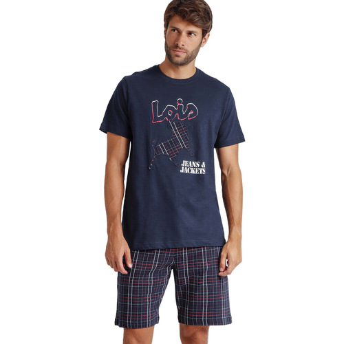 Textiel Heren Pyjama's / nachthemden Admas Pyjamashort t-shirt JAndJ Lois Blauw