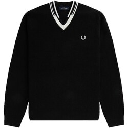 Textiel Heren Sweaters / Sweatshirts Fred Perry Fp Abstract Tipped V-Neck Jumper Zwart