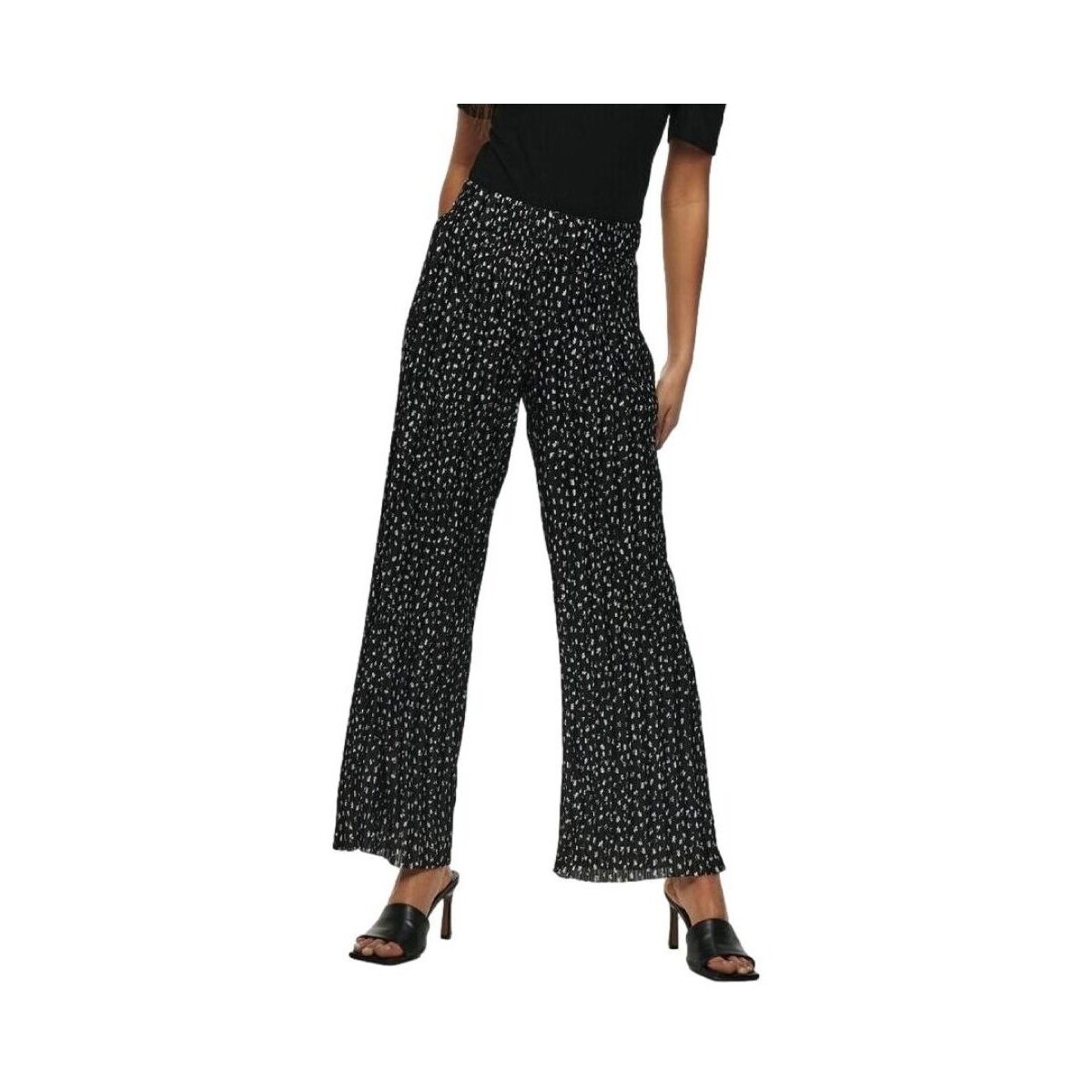 Textiel Dames Broeken / Pantalons Only Elema Pleated Trousers - Black Mini Flower Zwart