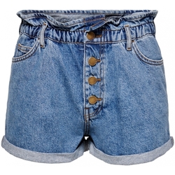 Textiel Dames Korte broeken / Bermuda's Only Shorts Cuba Paperbag - Medium Blue Denim Blauw