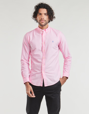 Textiel Heren Overhemden lange mouwen Polo Ralph Lauren CHEMISE AJUSTEE SLIM FIT EN OXFORD LEGER Roze / Carmel / Roze