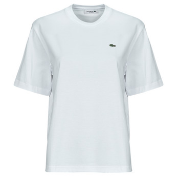 Lacoste Zachte Jersey T-shirt met Ribgekraagd White Dames