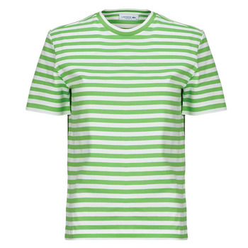 Lacoste Stripe Logo T-Shirt Green- Dames Green
