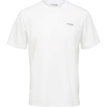 Textiel Heren T-shirts korte mouwen Selected Aspen Logo Tee Wit