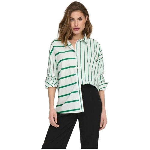 Textiel Dames Tops / Blousjes Only Shirt Nina Lora L/S - Creme/Amazon Groen