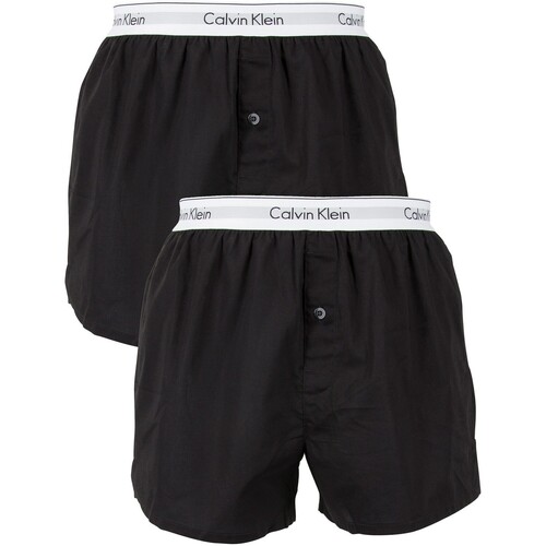 Ondergoed Heren Boxershorts Calvin Klein Jeans 2-pack slim-fit geweven boxers met logo Zwart