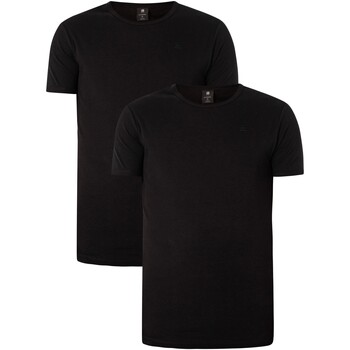 Textiel Heren T-shirts korte mouwen G-Star Raw Slim T-shirts met 2 pakken Zwart