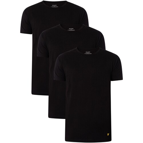 Textiel Heren T-shirts korte mouwen Lyle & Scott Set van 3 Maxwell Lounge Crew T-shirts Zwart