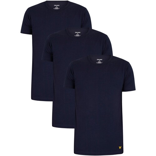 Textiel Heren Pyjama's / nachthemden Lyle & Scott Maxwell Lounge Set van 3 T-shirts met ronde hals Blauw