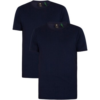 Textiel Heren T-shirts korte mouwen G-Star Raw Set van 2 slanke T-shirts met ronde hals Blauw