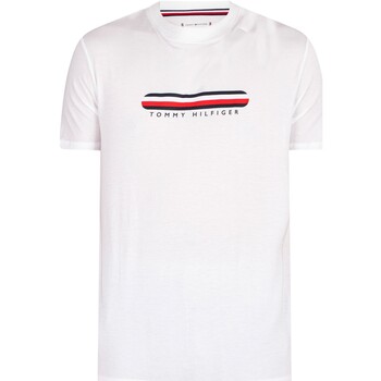 Textiel Heren T-shirts korte mouwen Tommy Hilfiger Lounge T-shirt met grafische streep Wit