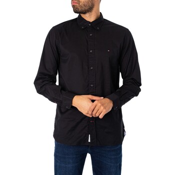 Textiel Heren Overhemden lange mouwen Tommy Hilfiger Core Flex popeline overhemd Zwart