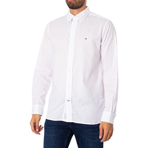 Textiel Heren Overhemden lange mouwen Tommy Hilfiger Core Flex popeline overhemd Wit