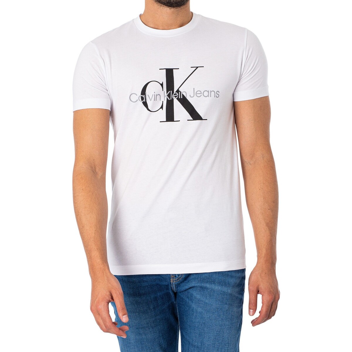 Textiel Heren T-shirts korte mouwen Calvin Klein Jeans Core monologo slank T-shirt Wit