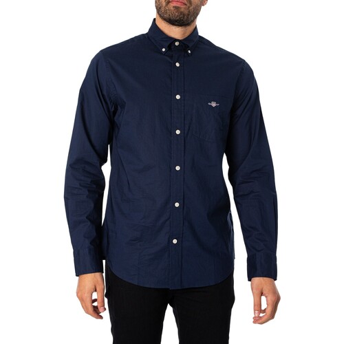 Textiel Heren Overhemden lange mouwen Gant Normaal popeline overhemd Blauw