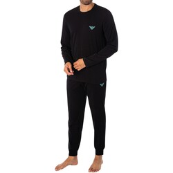 Textiel Heren Pyjama's / nachthemden Emporio Armani Pyjamaset met lange mouwen en logo Zwart