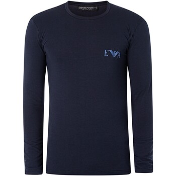 Textiel Heren Pyjama's / nachthemden Emporio Armani T-shirt met lange mouwen en logo op de borst Blauw