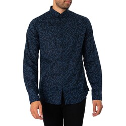 Textiel Heren Overhemden lange mouwen EAX Slim overhemd met willekeurig logo Blauw
