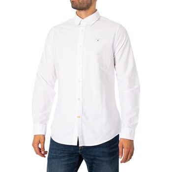 Textiel Heren Overhemden lange mouwen Barbour Oxtown-overhemd op maat Wit
