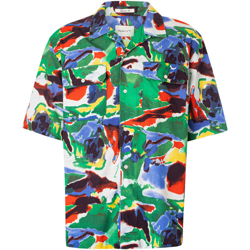 Textiel Heren Overhemden korte mouwen Gant Ruimvallend katoenen lyocell overhemd met korte mouwen Multicolour