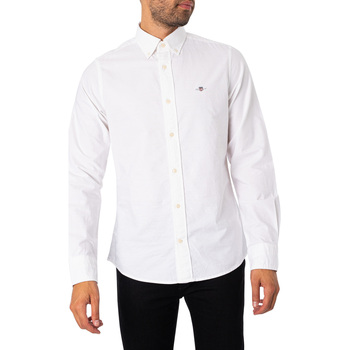 Textiel Heren Overhemden lange mouwen Gant Slimfit Oxford-overhemd Wit
