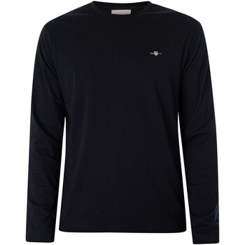 Textiel Heren T-shirts korte mouwen Gant Regular Shield-T-shirt met lange mouwen Zwart