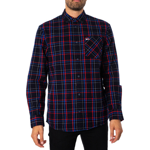 Textiel Heren Overhemden lange mouwen Tommy Jeans Klassiek overhemd met geruite zakken Multicolour