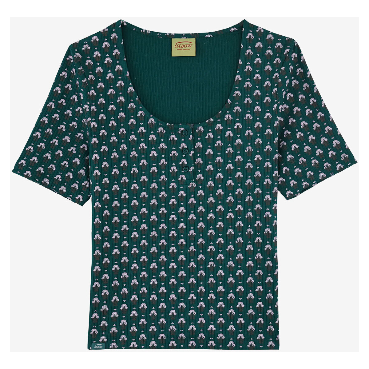 Textiel Dames T-shirts korte mouwen Oxbow T-shirt met print op de boorden P2TIFLO Groen