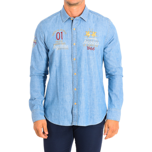 Textiel Heren Overhemden lange mouwen La Martina TMC300-DM091-D7002 Blauw